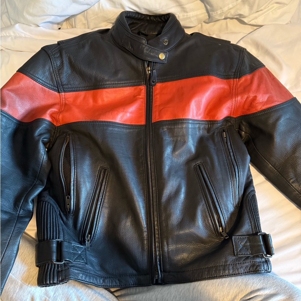 Black and Orange Leather Jacket